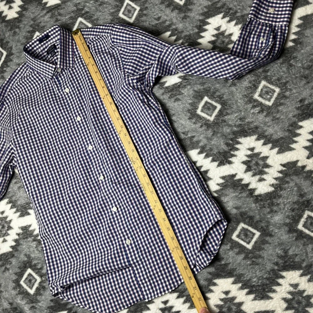 J.Crew Performance Slim Fit Gingham Button Down Shirt Mens Medium Navy Red